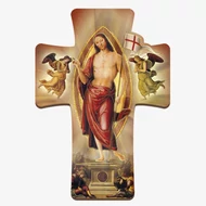 Kereszt formájú faplakett, Feltámadt Krisztus