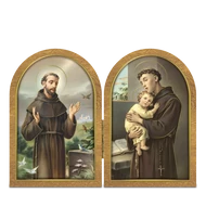 Nyitható faplakett - Szent Ferenc - Szent Antal