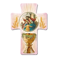 Kereszt formájú faplakett elsőáldozásra