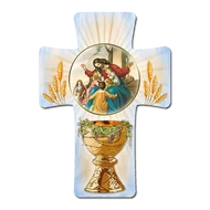 Kereszt formájú faplakett elsőáldozásra