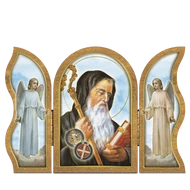 Szárnyas faplakett - Szent Benedek