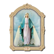 Barokk stílusú faplakett (Csodás Szűzanya) 7,5x10 cm