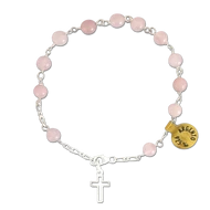 Ezüst karkötő rózsakvarc szemekkel