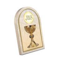 Támasztható faplakett szentképpel 6x9 cm