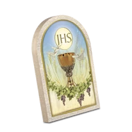 Támasztható faplakett szentképpel 6x9 cm
