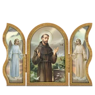 Szárnyas faplakett 3x4,5 cm (Szent Ferenc)