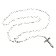 Rózsafüzér "igaz" gyöngyház szemekkel (szív alakú)