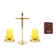 Talpas feszület gyertyatartókkal  Talpas feszület gyertyatartókkal