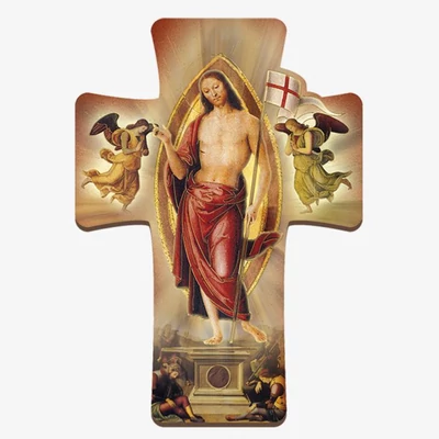 Kereszt formájú faplakett, Feltámadt Krisztus