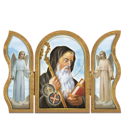 Szárnyas faplakett - Szent Benedek