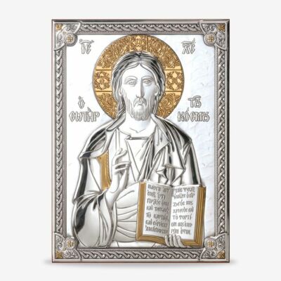 Icona - ezüstözött plakett (Krisztus) 5x7 cm