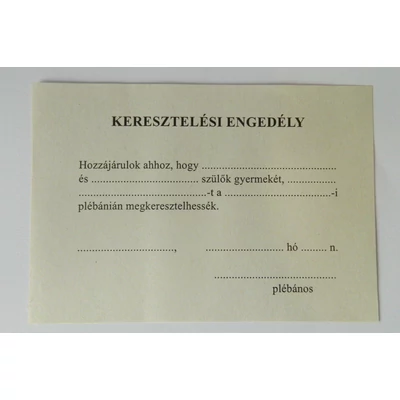 Keresztelési engedély 100 db