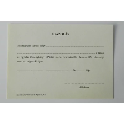 Igazolás 100 db