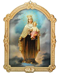 Faplakett Kármelhegyi Mária