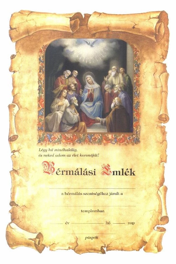 Bérmálási emléklap 